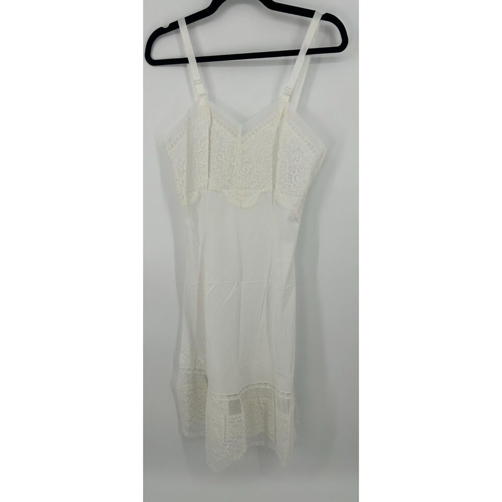 VINTAGE Full Slip Size 36 Movie Star Nylon White Lace Dress Slip Womens Lingerie